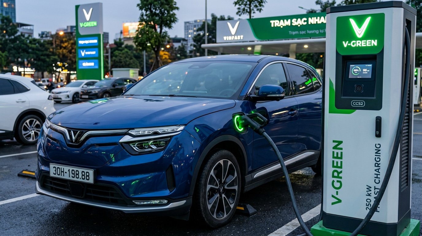 Hướng dẫn sạc xe điện VinFast tại trạm sạc nhanh V-Green HD68-Car