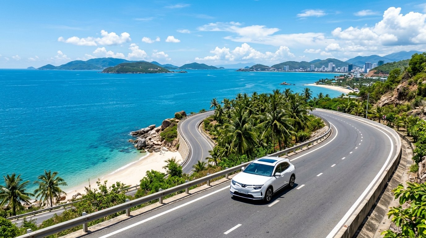Du lịch Nha Trang tự lái xe ô tô điện VinFast cung đường biển đèo Cù Hin HD68
